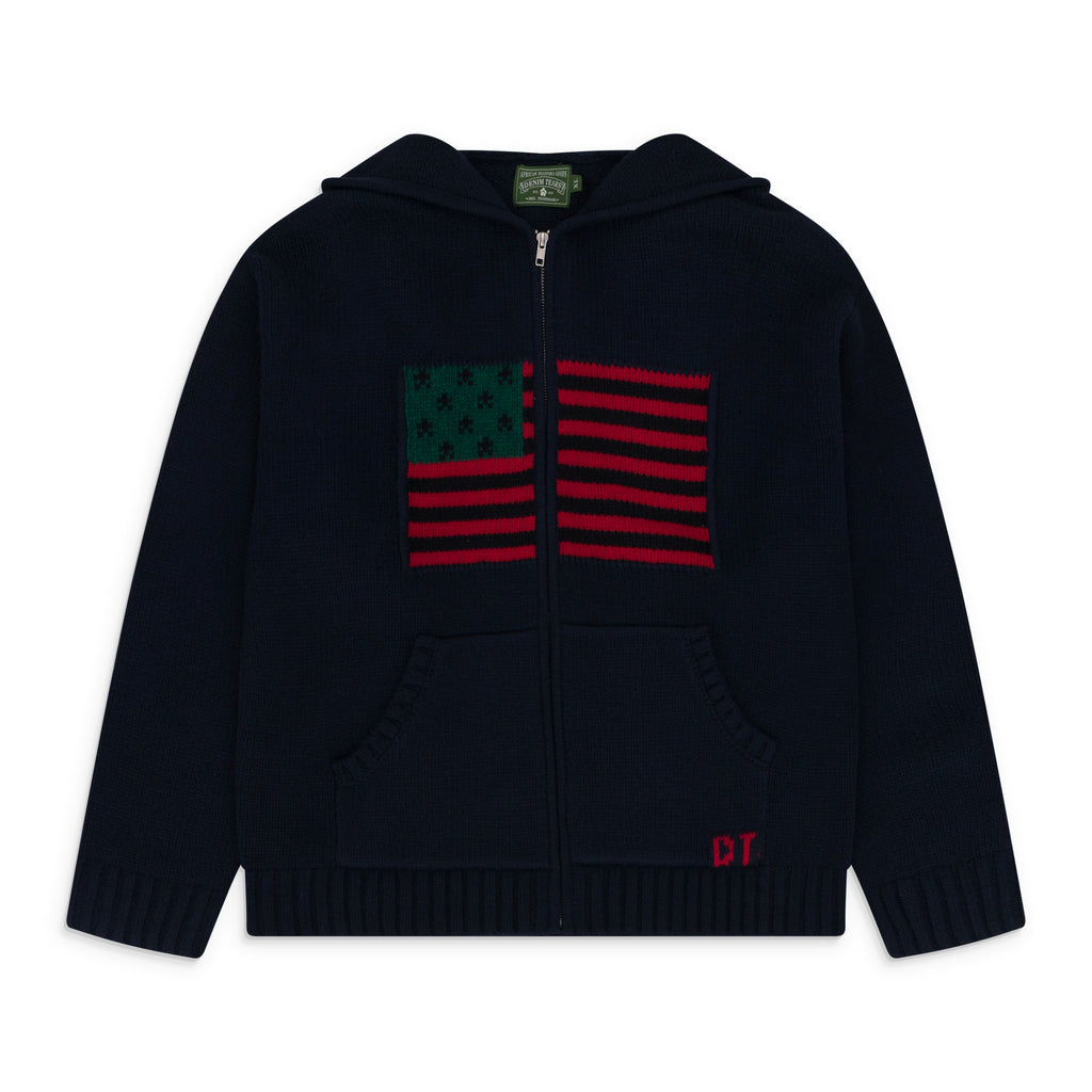 Blue Flag Zip Sweater