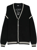 GCDS logo-embroidered cotton cardigan