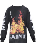 SAINT MXXXXXX fire graphic-print cotton sweatshirt