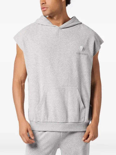 Plein Sport logo-patch sleeveless hoodie