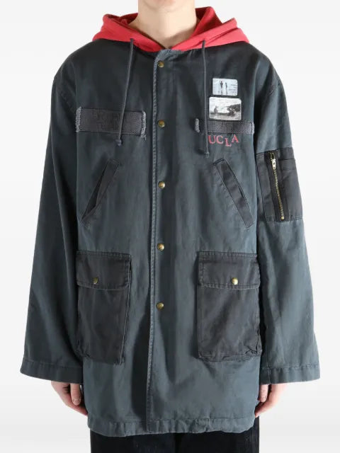 Paly hooded patch-detail jacket