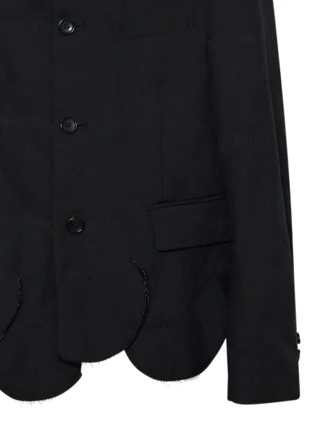 Black Comme Des Garçons scalloped-hem Peter Pan-collar jacket