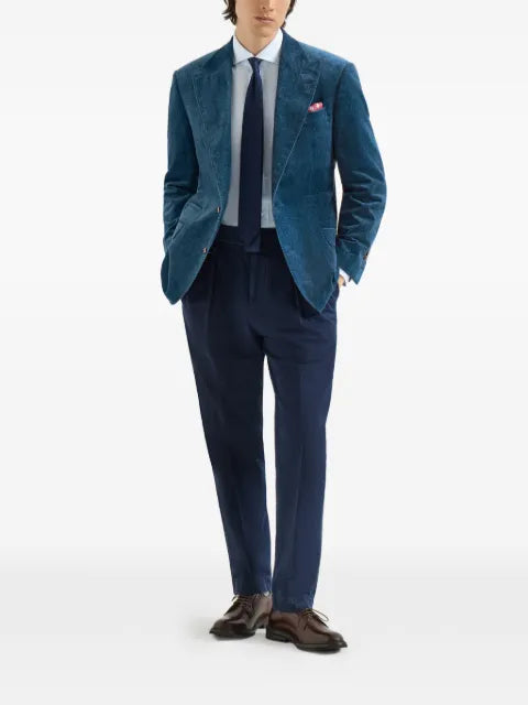 Brunello Cucinelli denim-effect cotton velvet Tailor blazer with peak lapels
