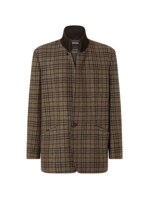 Zegna dark olive green and brown Oasi Cashmere chore jacket