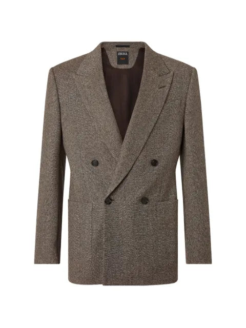 Zegna light beige and dark brown wool and cashmere jacket