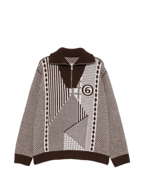 MM6 Maison Margiela patchwork quarter-zip knit