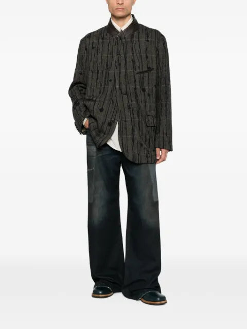 Ziggy Chen check paint-splatter blazer