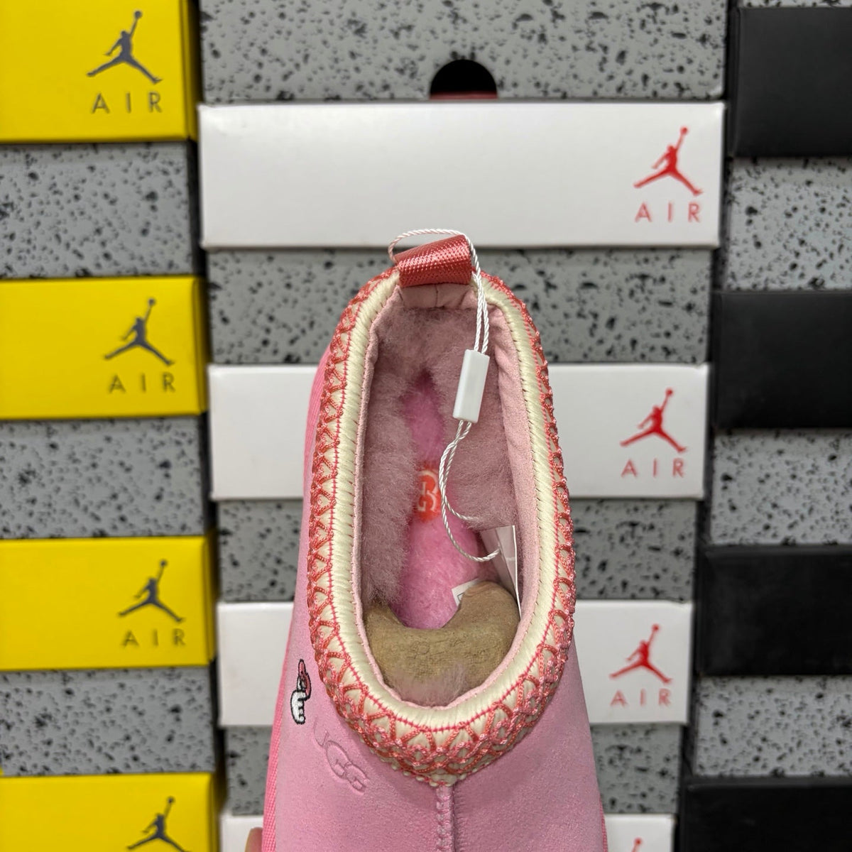 UGG Kallen Lace Platform Slipper – Women’s Suede Clog with Heart Embroidery & Pink Braided Collar in Taffy Pink
