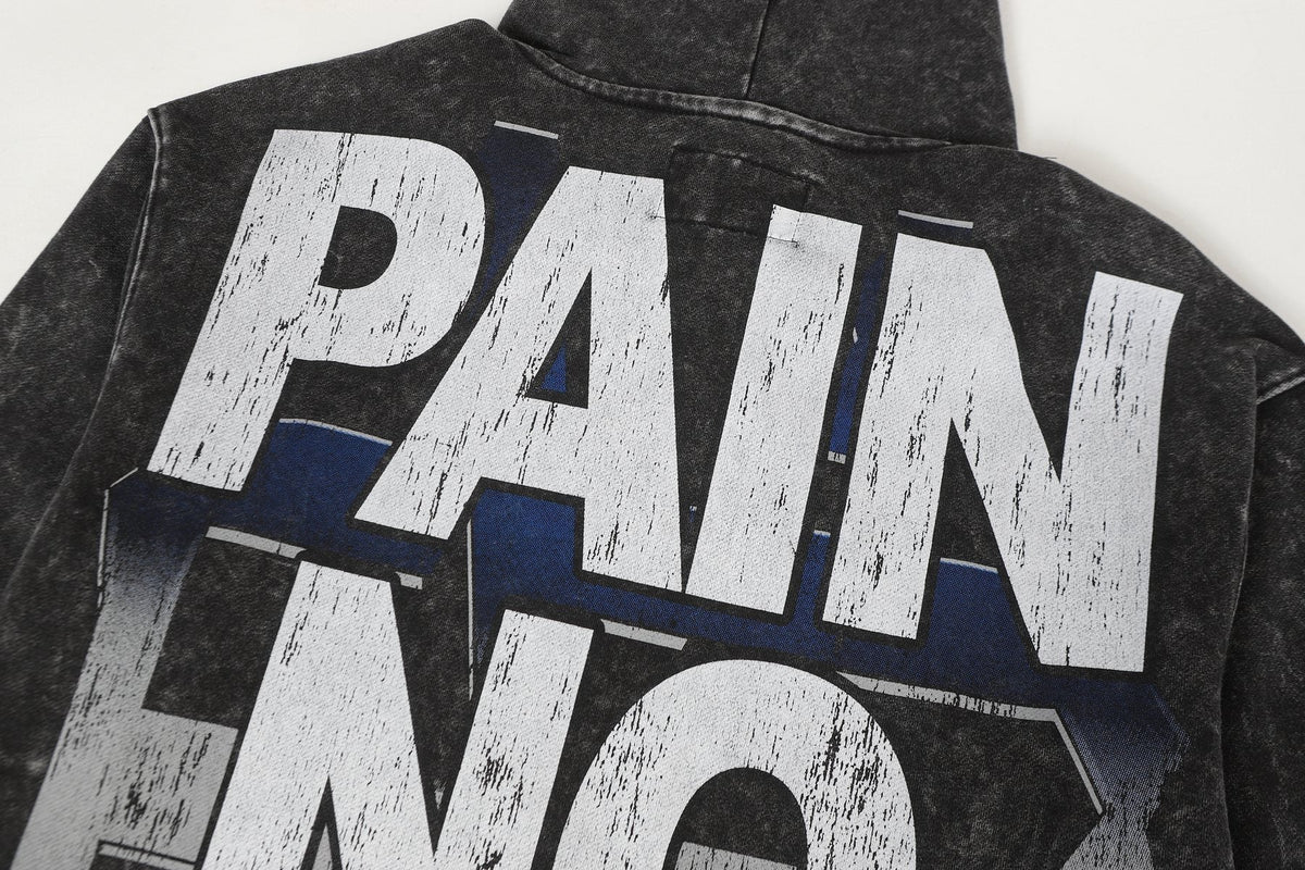 Godspeed Pain No Gain Acid Wash Graphic Hoodie