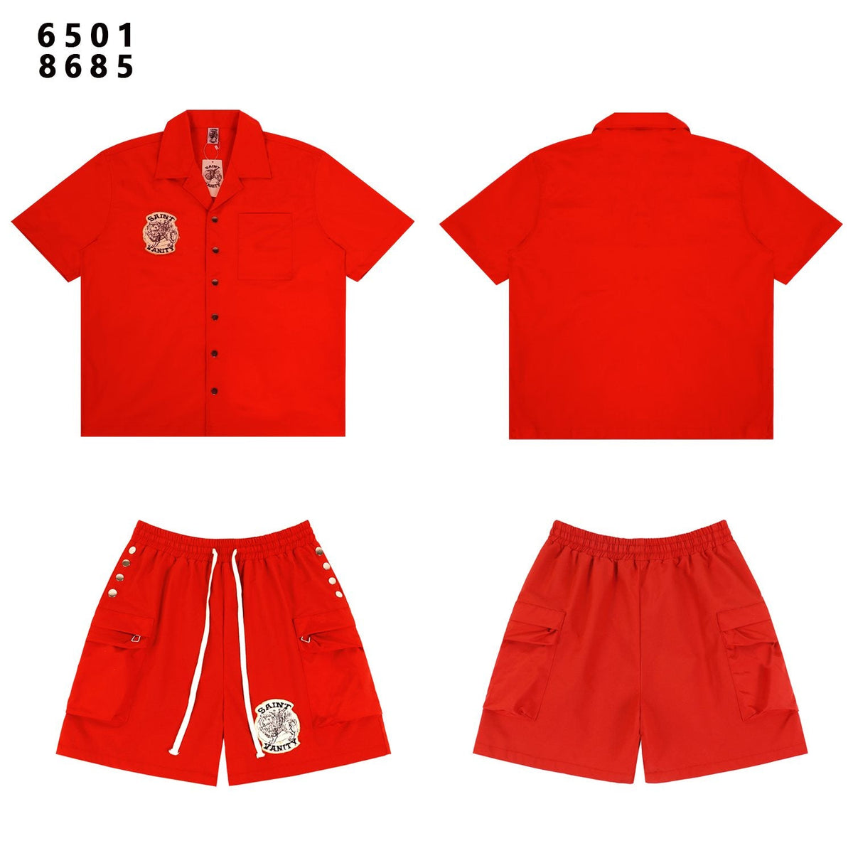 SAINT Tiger Patch Camp-Collar Shirt & Shorts Set