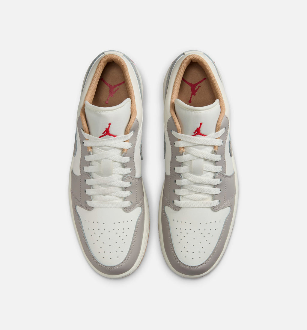 Air Jordan 1 Low - Men's Lifestyle Sneaker (Sail/Fire Red/College Grey/Hemp)