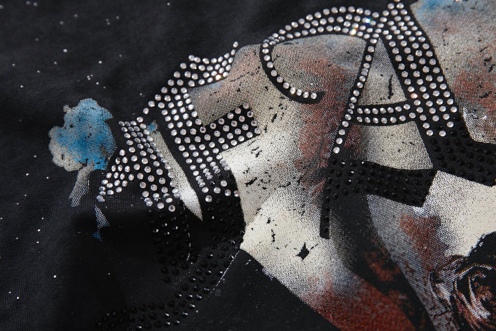 BKYS Revival Blindfolded Portrait Rhinestone-Style T-Shirt