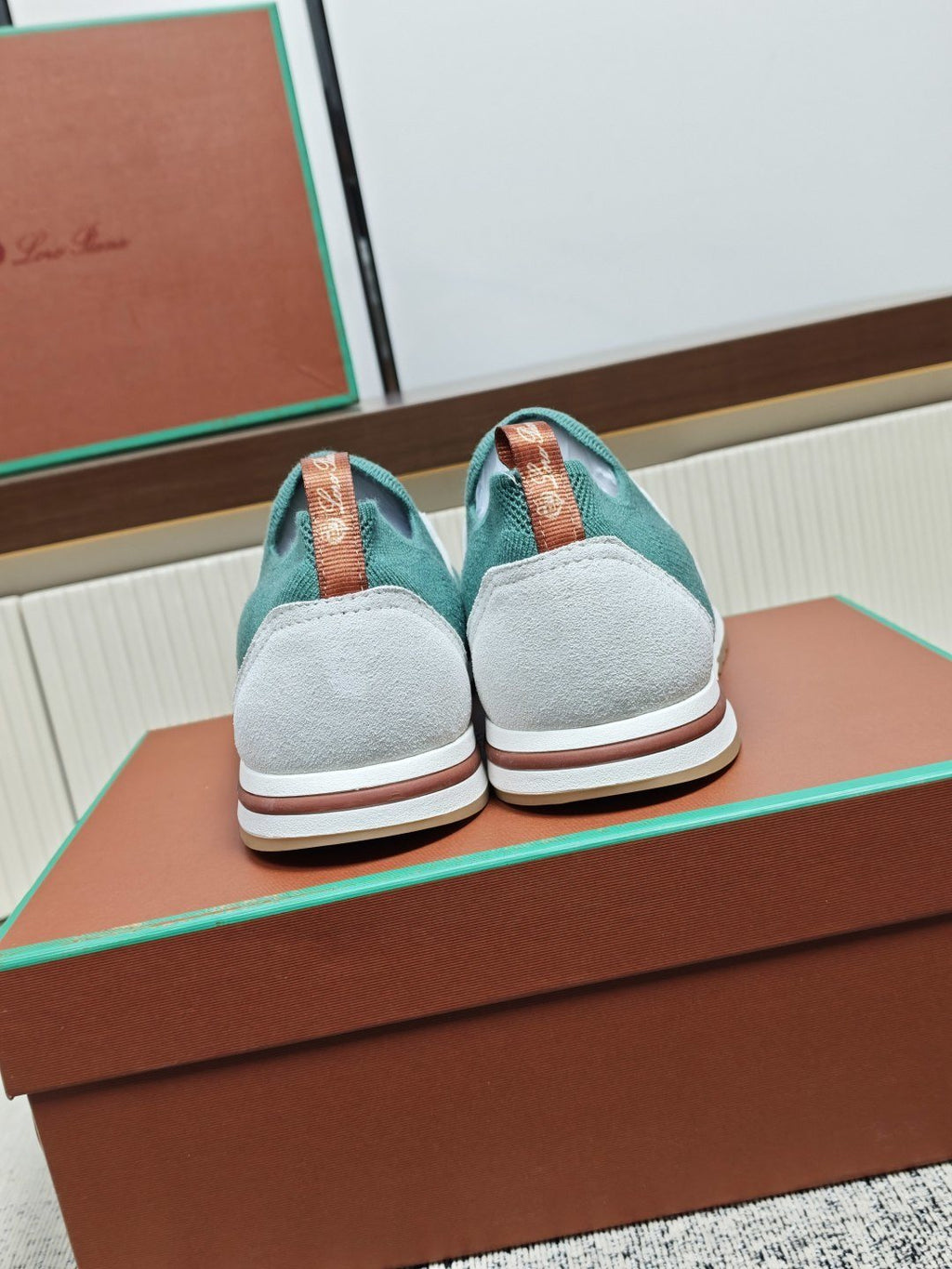 Teal Green Knit Slip-On Sneakers