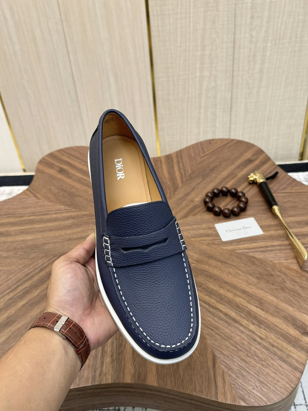 Dior Men's Contrast-Sole Slip-On Loafers - Leather Lining