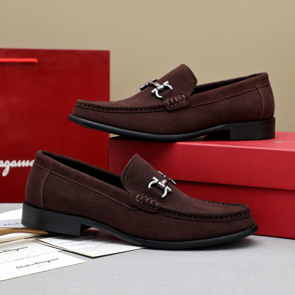 Ferragamo Suede Bit Loafers
