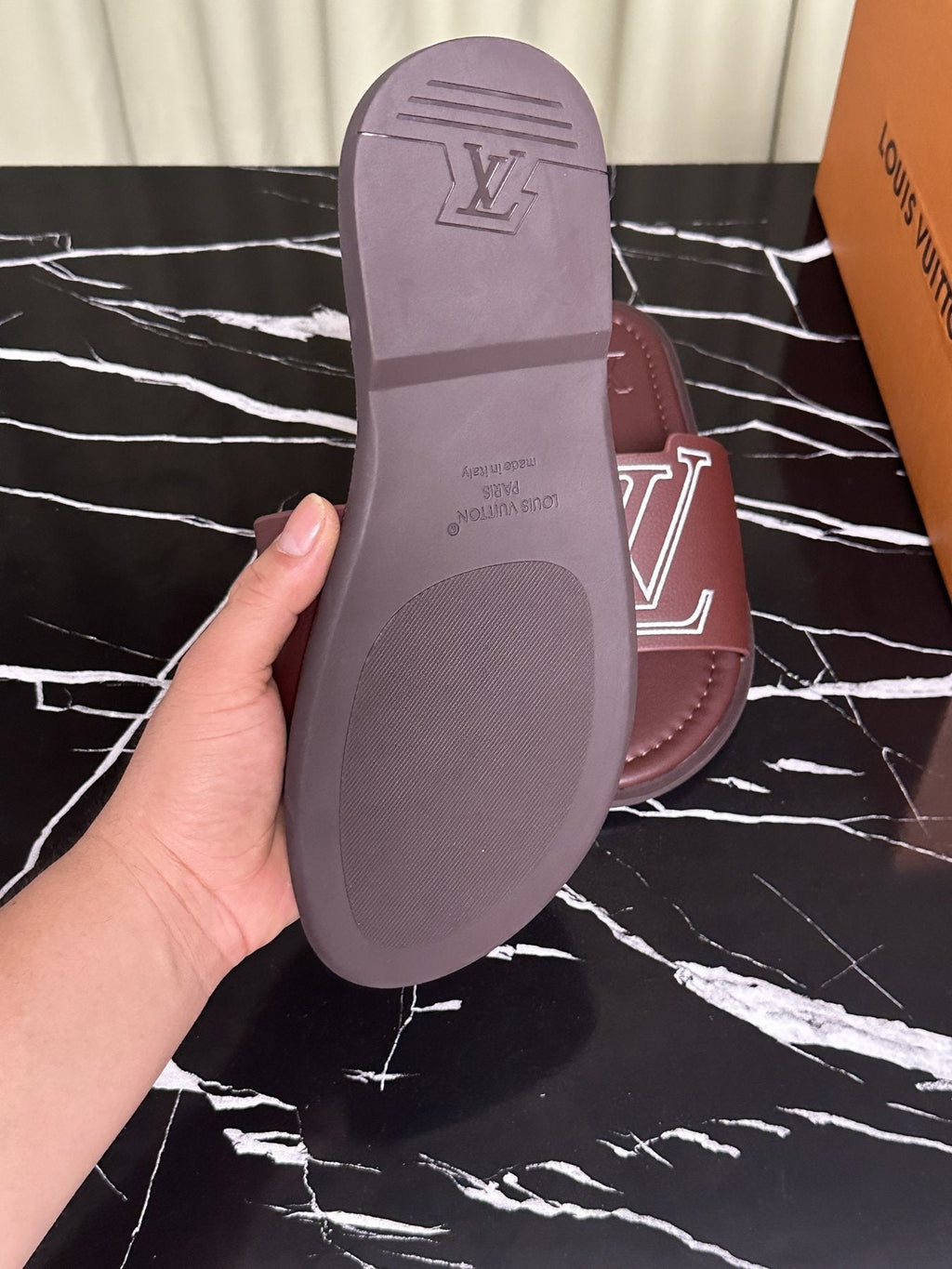 Louis Vuitton Men's Lettered Strap Slide Sandals