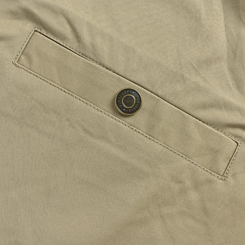 Burberry BBR Leather Collar Equestrian Emblem Cargo Pocket Workwear Jacket